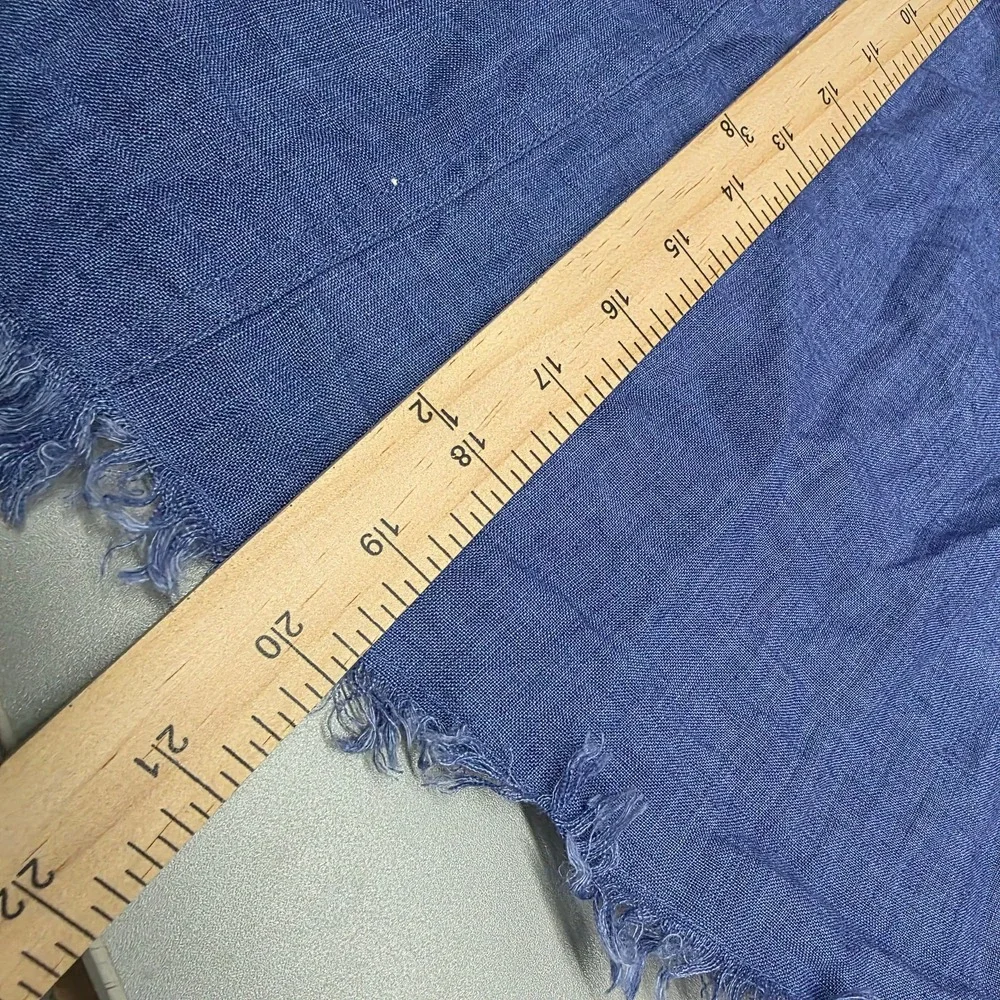 J.McLaughlin Blue 100% Linen Frayed Hem A-Line Skirt Women Size 8